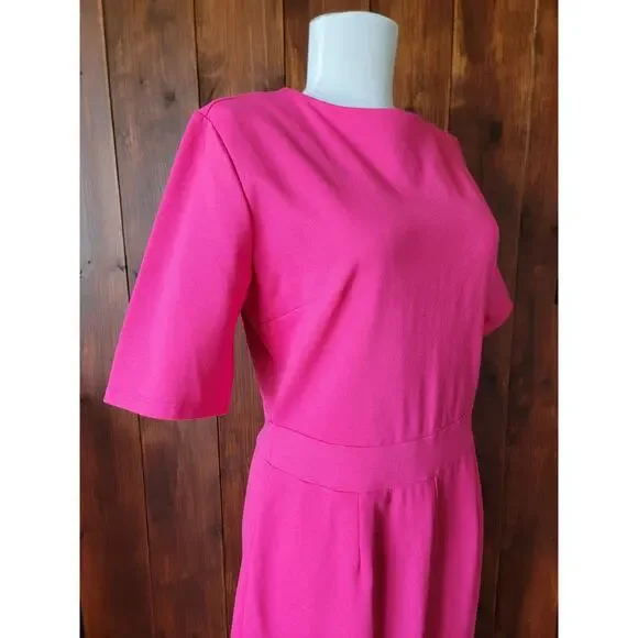 🗽 Brigitte Brianna New York Dress Women L Fuchsia Modest Midi– Made in USA Chic - Picture 5 of 16